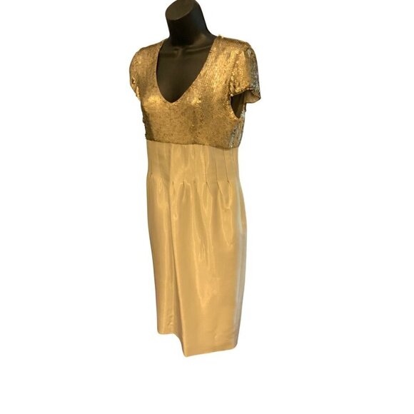 Luca Luca vintage couture Empire Line dress size 8  silk & sequined exceptional - Picture 6 of 14